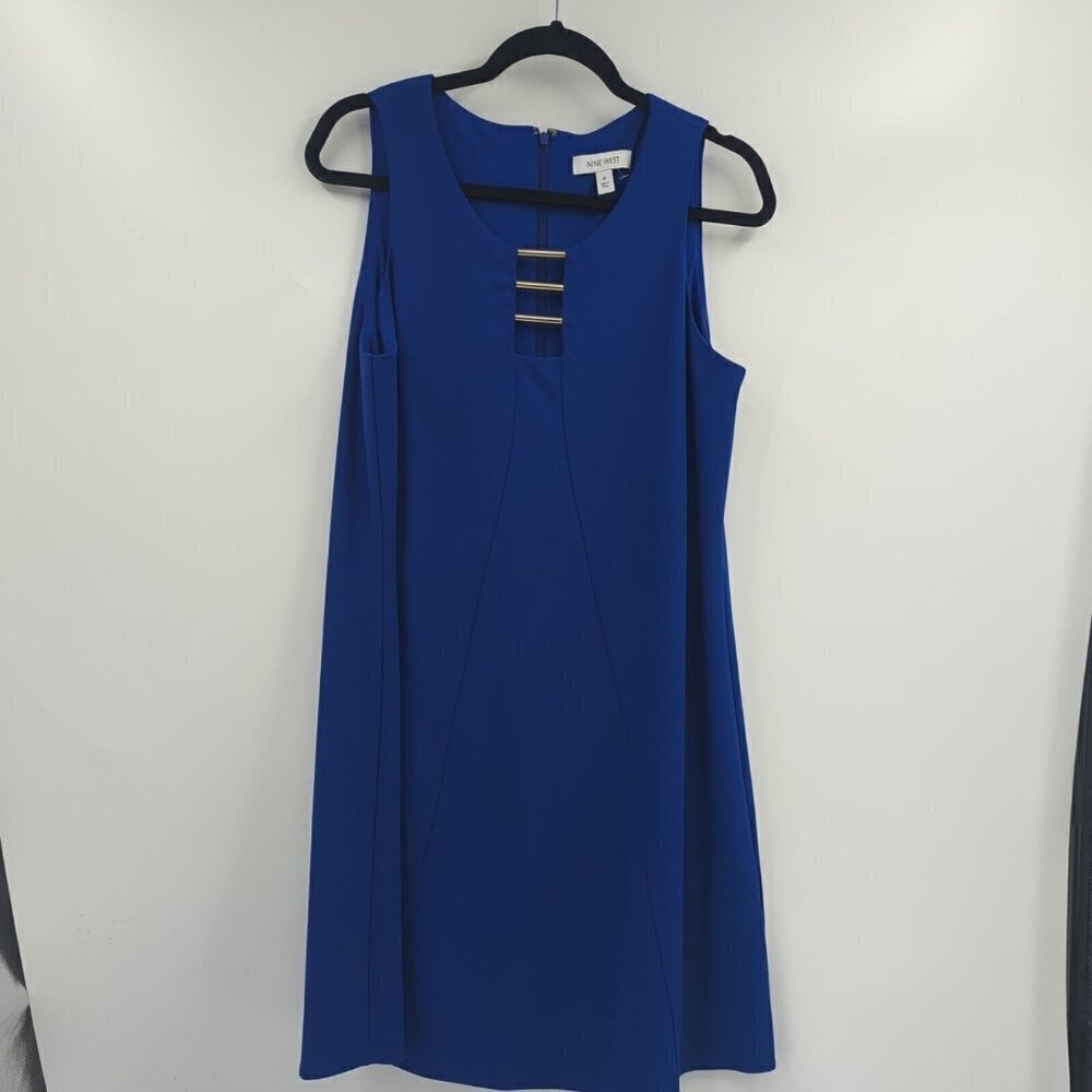 NINE WEST Sleeveless Metal Bar A-line Dress